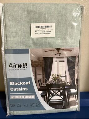 Light Teal Blackout Curtain Panel - Elegant Light Blue-Green